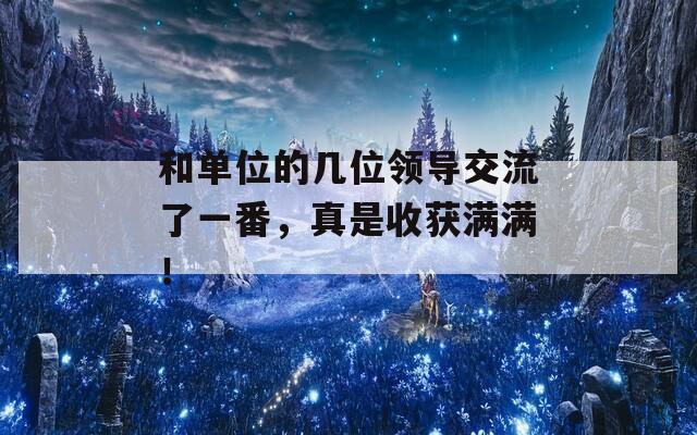 和单位的几位领导交流了一番，真是收获满满！