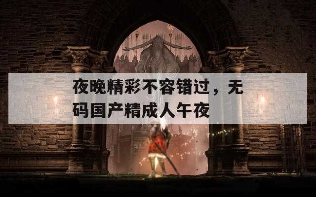 夜晚精彩不容错过，无码国产精成人午夜