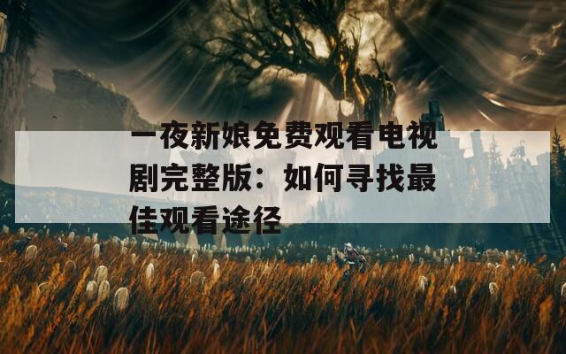 一夜新娘免费观看电视剧完整版：如何寻找最佳观看途径