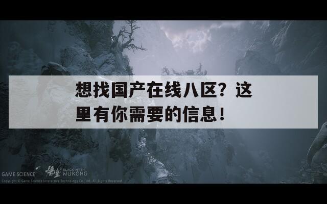 想找国产在线八区？这里有你需要的信息！