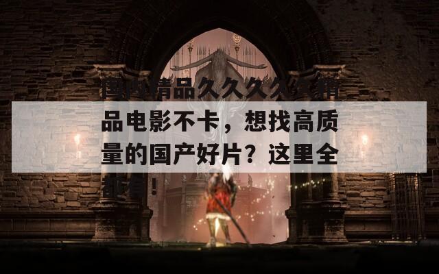 国内精品久久久久久精品电影不卡，想找高质量的国产好片？这里全都有！