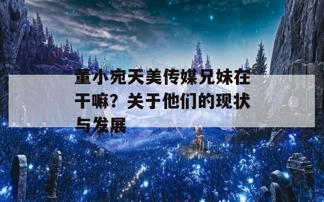 董小宛天美传媒兄妹在干嘛？关于他们的现状与发展