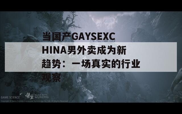 当国产GAYSEXCHINA男外卖成为新趋势：一场真实的行业观察