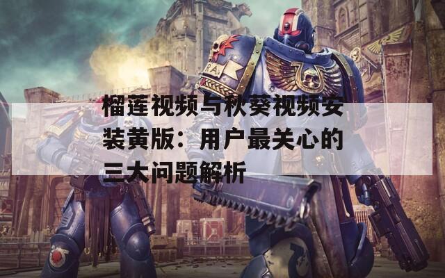榴莲视频与秋葵视频安装黄版：用户最关心的三大问题解析