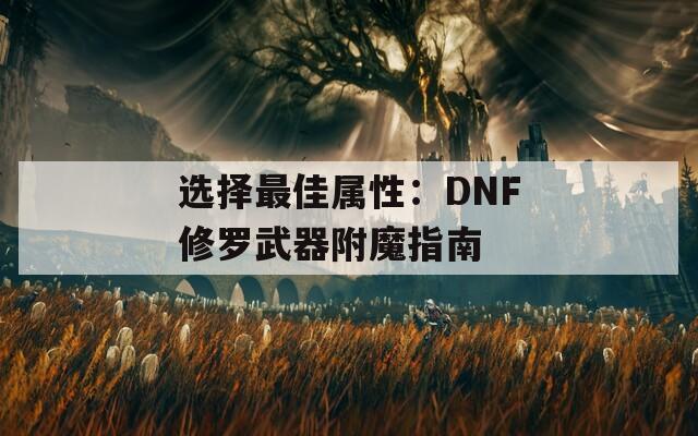 选择最佳属性：DNF修罗武器附魔指南