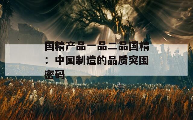 国精产品一品二品国精：中国制造的品质突围密码